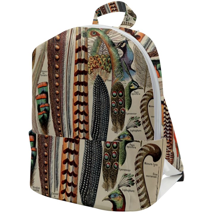 Feathers Birds Vintage Art Zip Up Backpack