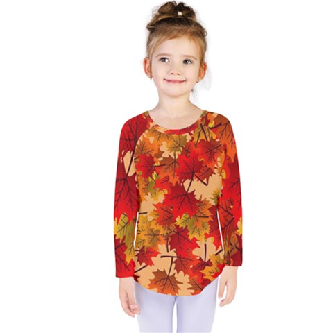 Wallpaper Background Autumn Fall Kids  Long Sleeve Tee by Vaneshart