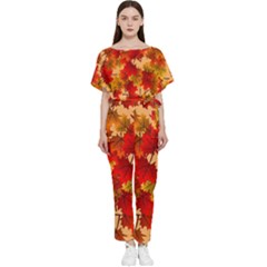 Wallpaper Background Autumn Fall Batwing Lightweight Chiffon Jumpsuit by Vaneshart