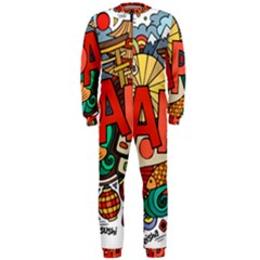 Earthquake And Tsunami Drawing Japan Illustration Onepiece Jumpsuit (men)