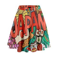 Earthquake And Tsunami Drawing Japan Illustration High Waist Skirt