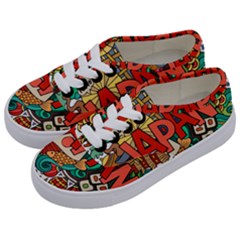 Earthquake And Tsunami Drawing Japan Illustration Kids  Classic Low Top Sneakers by Vaneshart