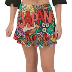 Earthquake And Tsunami Drawing Japan Illustration Fishtail Mini Chiffon Skirt