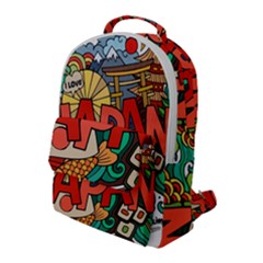 Earthquake And Tsunami Drawing Japan Illustration Flap Pocket Backpack (large)