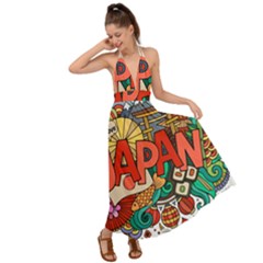 Earthquake And Tsunami Drawing Japan Illustration Backless Maxi Beach Dress