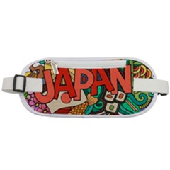 Earthquake And Tsunami Drawing Japan Illustration Rounded Waist Pouch by Vaneshart