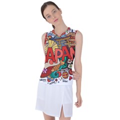 Earthquake And Tsunami Drawing Japan Illustration Women s Sleeveless Sports Top