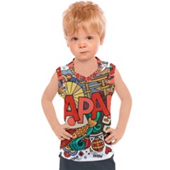 Earthquake And Tsunami Drawing Japan Illustration Kids  Sport Tank Top