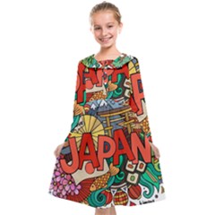 Earthquake And Tsunami Drawing Japan Illustration Kids  Midi Sailor Dress