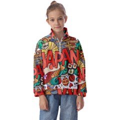 Earthquake And Tsunami Drawing Japan Illustration Kids  Half Zip Hoodie