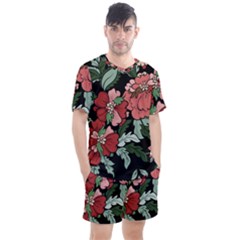 Beautiful Floral Vector Seamless Pattern Men s Mesh Tee And Shorts Set