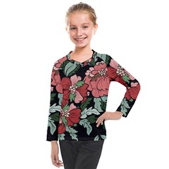 Beautiful Floral Vector Seamless Pattern Kids  Long Mesh Tee