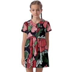 Beautiful Floral Vector Seamless Pattern Kids  Asymmetric Collar Dress