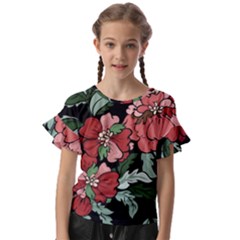 Beautiful Floral Vector Seamless Pattern Kids  Cut Out Flutter Sleeves