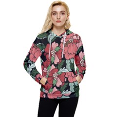 Beautiful Floral Vector Seamless Pattern Women s Lightweight Drawstring Hoodie