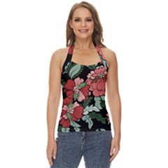 Beautiful Floral Vector Seamless Pattern Basic Halter Top