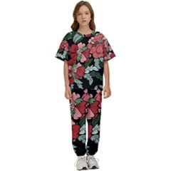 Beautiful Floral Vector Seamless Pattern Kids  Tee And Pants Sports Set