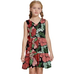 Beautiful Floral Vector Seamless Pattern Kids  Sleeveless Tiered Mini Dress