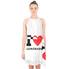 I Love Lemonade Halter Collar Waist Tie Chiffon Dress by ilovewhateva