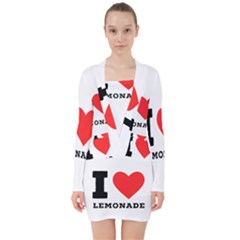 I Love Lemonade V-neck Bodycon Long Sleeve Dress by ilovewhateva