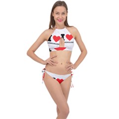 I Love Lemonade Cross Front Halter Bikini Set