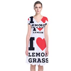 I Love Lemon Grass Short Sleeve Front Wrap Dress by ilovewhateva