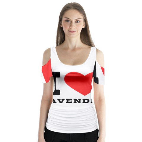 I Love Lavender Butterfly Sleeve Cutout Tee  by ilovewhateva