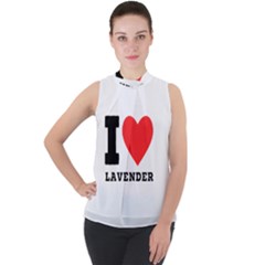 I Love Lavender Mock Neck Chiffon Sleeveless Top