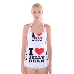 I Love Jelly Bean Boyleg Halter Swimsuit  by ilovewhateva