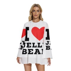 I Love Jelly Bean Round Neck Long Sleeve Bohemian Style Chiffon Mini Dress by ilovewhateva