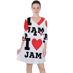 I Love Jam Quarter Sleeve Ruffle Waist Dress by ilovewhateva