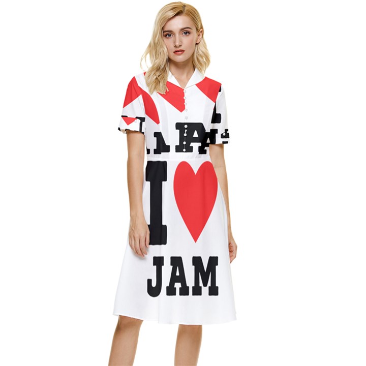 I love jam Button Top Knee Length Dress