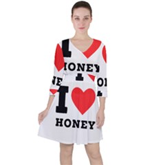 I Love Honey Quarter Sleeve Ruffle Waist Dress by ilovewhateva