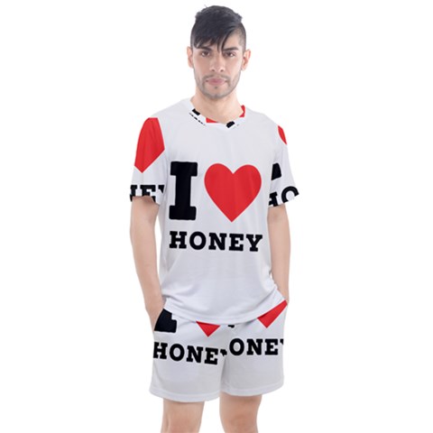 I Love Honey Men s Mesh Tee And Shorts Set by ilovewhateva