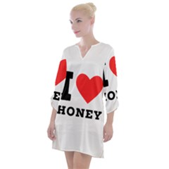 I Love Honey Open Neck Shift Dress by ilovewhateva