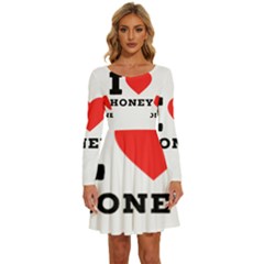 I Love Honey Long Sleeve Wide Neck Velvet Dress by ilovewhateva