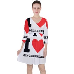 I Love Gingerbread Quarter Sleeve Ruffle Waist Dress by ilovewhateva