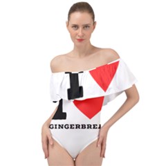 I Love Gingerbread Off Shoulder Velour Bodysuit  by ilovewhateva