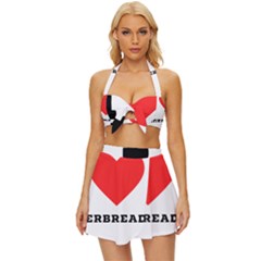 I Love Gingerbread Vintage Style Bikini Top And Skirt Set  by ilovewhateva