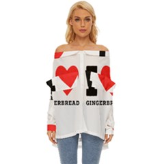 I Love Gingerbread Off Shoulder Chiffon Pocket Shirt by ilovewhateva