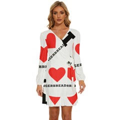 I Love Gingerbread Long Sleeve Waist Tie Ruffle Velvet Dress by ilovewhateva