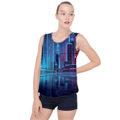 Digital Art Artwork Illustration Vector Buiding City Bubble Hem Chiffon Tank Top by 99art