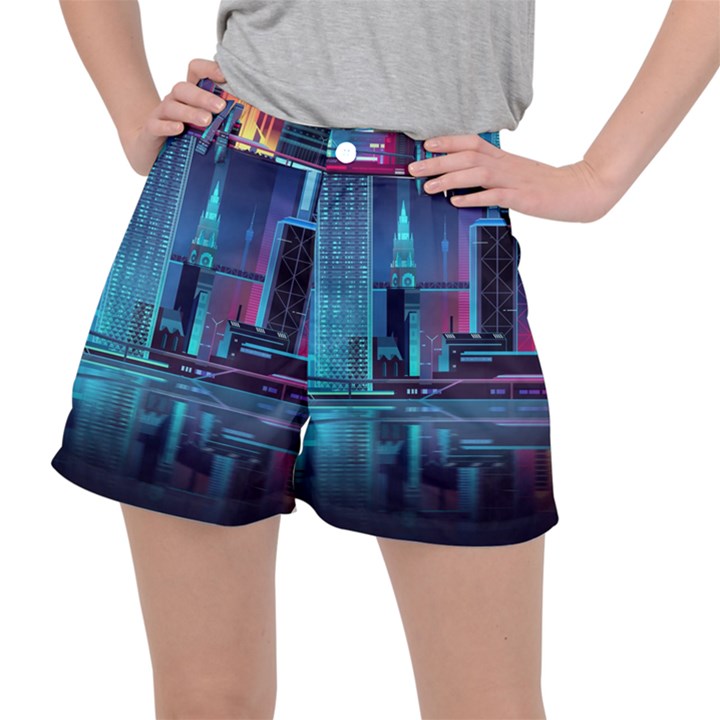 Digital Art Artwork Illustration Vector Buiding City Women s Ripstop Shorts