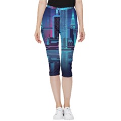 Digital Art Artwork Illustration Vector Buiding City Inside Out Lightweight Velour Capri Leggings 