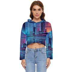 Digital Art Artwork Illustration Vector Buiding City Women s Lightweight Cropped Hoodie by 99art