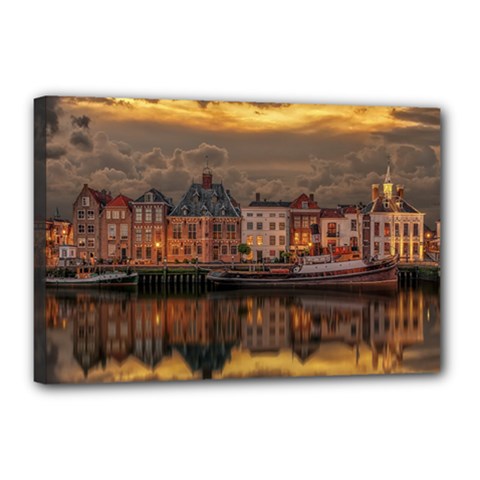 Old Port Of Maasslui Netherlands Canvas 18  X 12  (stretched) by 99art