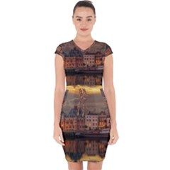 Old Port Of Maasslui Netherlands Capsleeve Drawstring Dress  by 99art