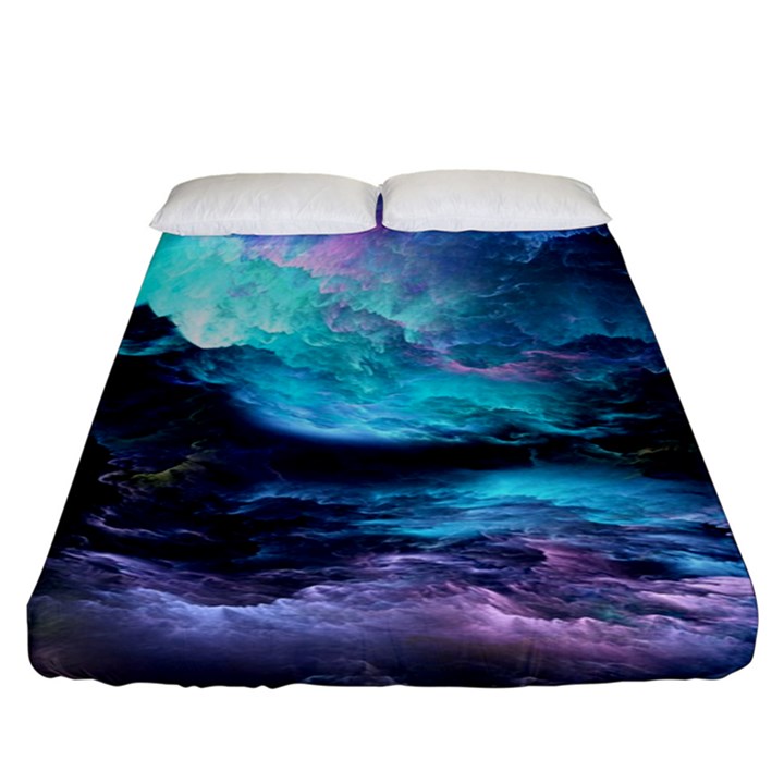 Abstract Graphics Nebula Psychedelic Space Fitted Sheet (King Size)