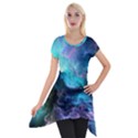 Abstract Graphics Nebula Psychedelic Space Short Sleeve Side Drop Tunic View1