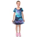 Abstract Graphics Nebula Psychedelic Space Kids  Short Sleeve Velvet Dress View1